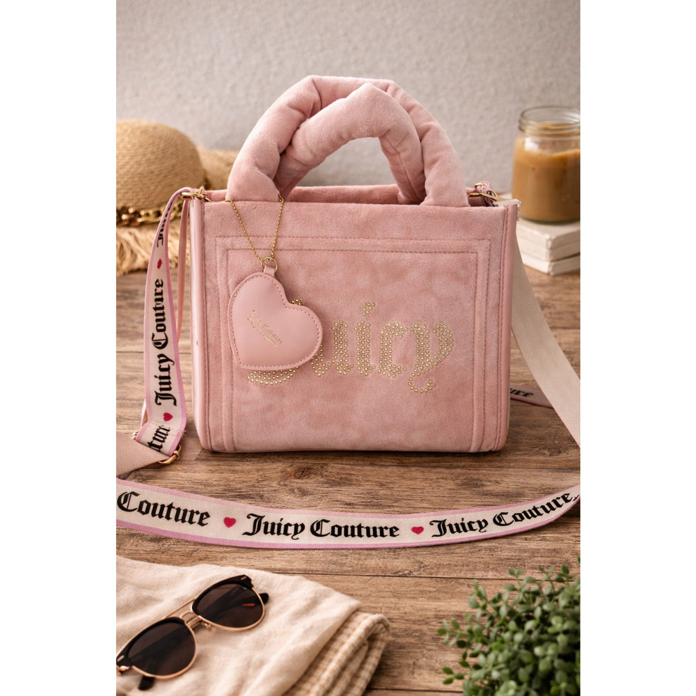 Juicy Couture Extra Spender Mini Tote Pink Velour Y2K Velvet Bag
